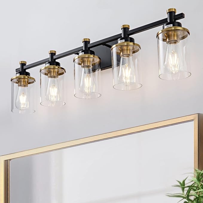 5-Lights Bathroom Light Fixtures, Brushed Gold Bathroom Light Fixtures by AIXIALIN