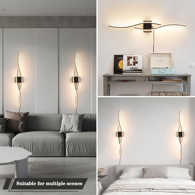 Modern Plug in Wall Sconces Set of Two, RC Dimmable LED Plug in Wall Light - Image 4