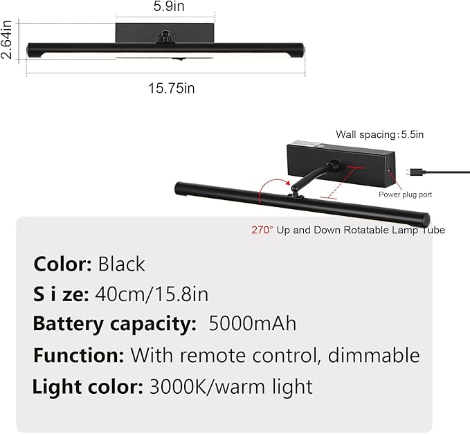 Picture Light for Wall Battery Operated, 3 Color Temps, Wireless Wall Light for - Image 7