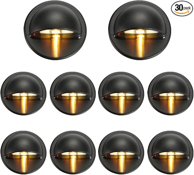 FVTLED Pack of 30 Warm White Low Voltage LED Deck Lights kit Φ1.38 Outdoor by FVTLED
