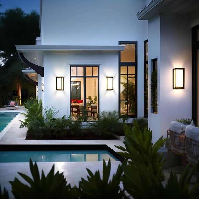 Porch Lights Outdoor Light Fixture, 12W Black Exterior Light Fixtures Wall Mount - Image 7
