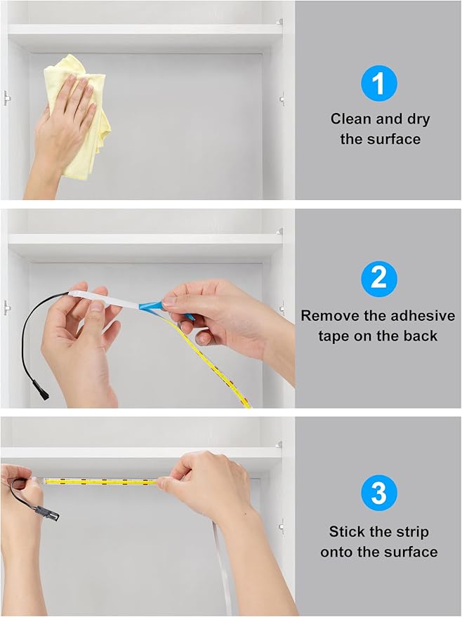 JUSJUBR LED Lights for Shelves, Display Case, Wardrobe and Closet, Under - Image 3