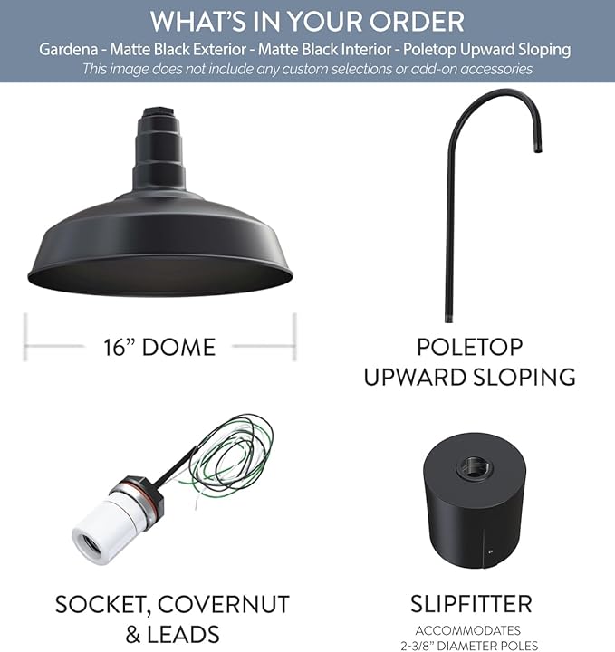 Steel Lighting Co. Gardena Barn Light | Outdoor Pole Top Mounted | 16" Dome | - Image 4