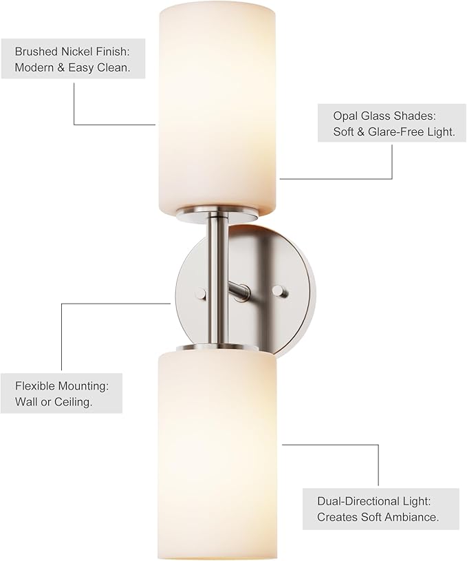 Talos 2-Light Wall Sconce Light in Brushed Nickel - Image 3