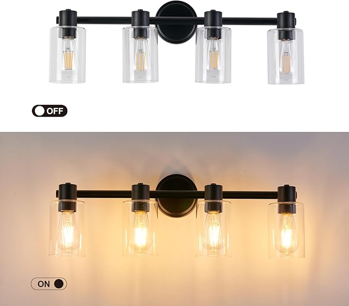 4 Light Bathroom Wall Light Fixtures Black Bathroom Wall Sconce - Image 4