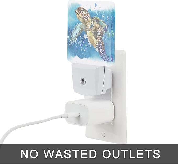 Turtle Night Light, Watercolor Sea Turtle Night Lights 0.5W Sleep Friendly - Image 4