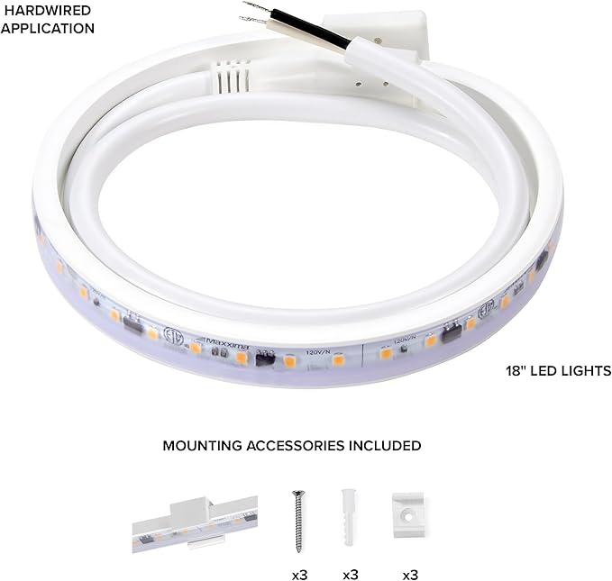 Maxxima 18 in. Hardwired LED Under Cabinet Strip Light, 690 Lumens, 3000K Warm - Image 3