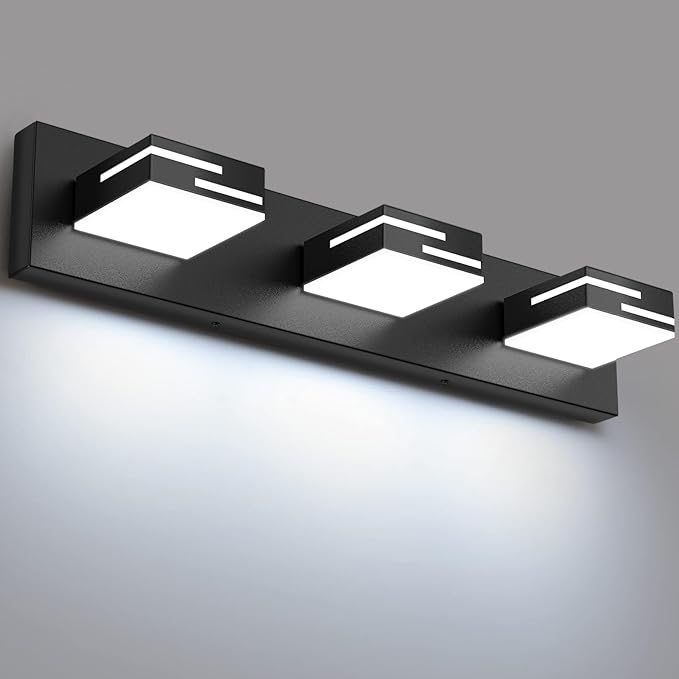 LED Modern Bathroom Vanity Light Fixtures, 3-Light 22-inch Dimmable Matte Black by LKHF