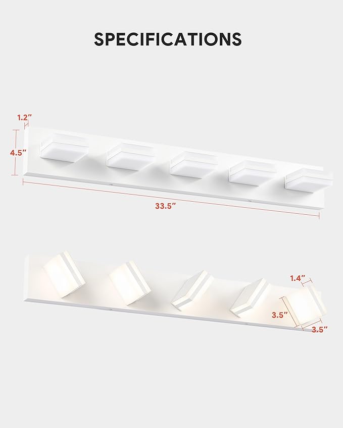 VONLUCE Bathroom Vanity Light Fixture, 5-Light Modern LED Vanity Light - Image 6