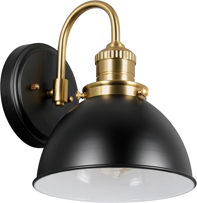 Design House Savannah Rustic Farmhouse Wall Light, Satin Gold, Matte Black by DesignHouse