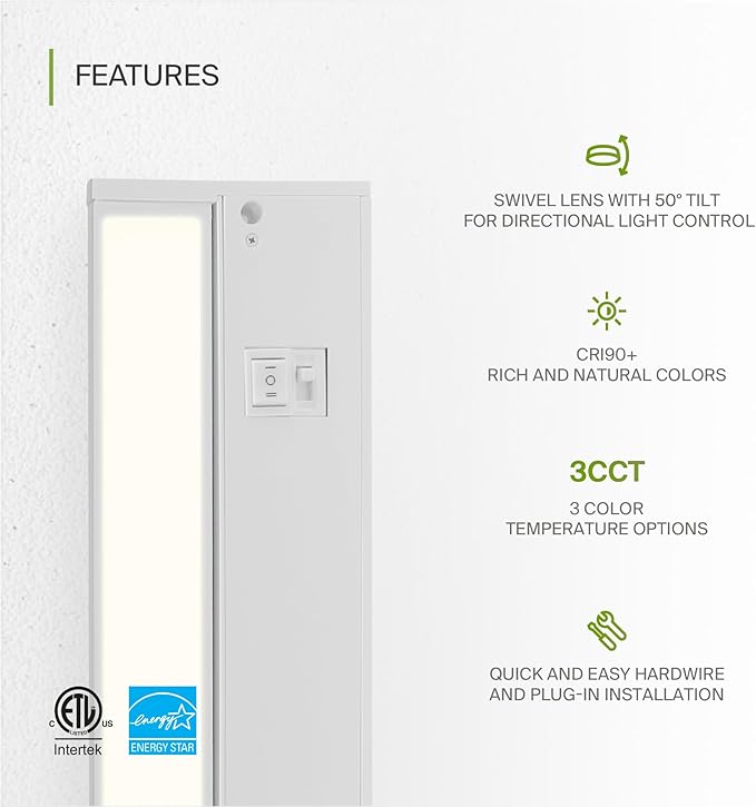 ASD Swivel LED Under Cabinet Lighting, 12 Inch 5W, Hardwired or Plug-in - Image 3