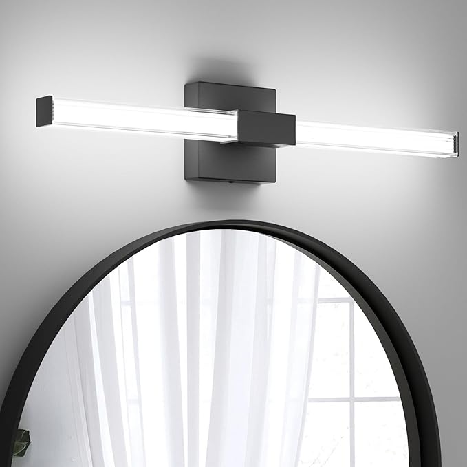 Ralbay 24inch Black Bathroom Vanity Light Bar 22W Modern LED Vanity Lights by RalbayLighting