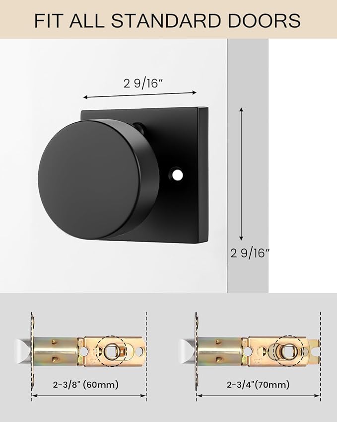 Haidms Matte Black Dummy Door Knobs, Heavy Duty Half No-Turning Dummy Knob - Image 6
