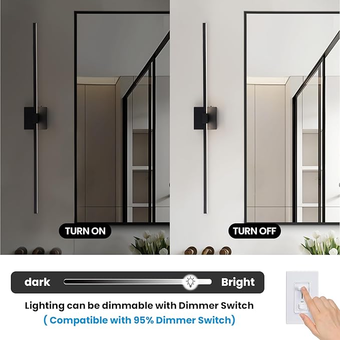 URSOLA Black Bathroom Light Fixtures, 36 inch Modern LED Vanity Lighting Over - Image 5