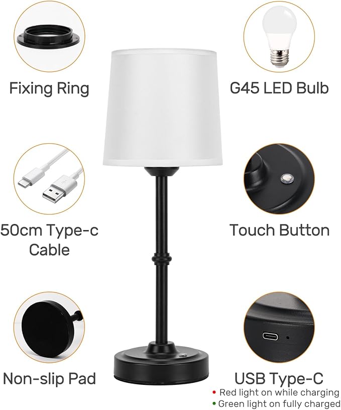Cordless Led Table lamp, 6000mAh Battery Powered Table Light, Wireless Lamps - Image 7