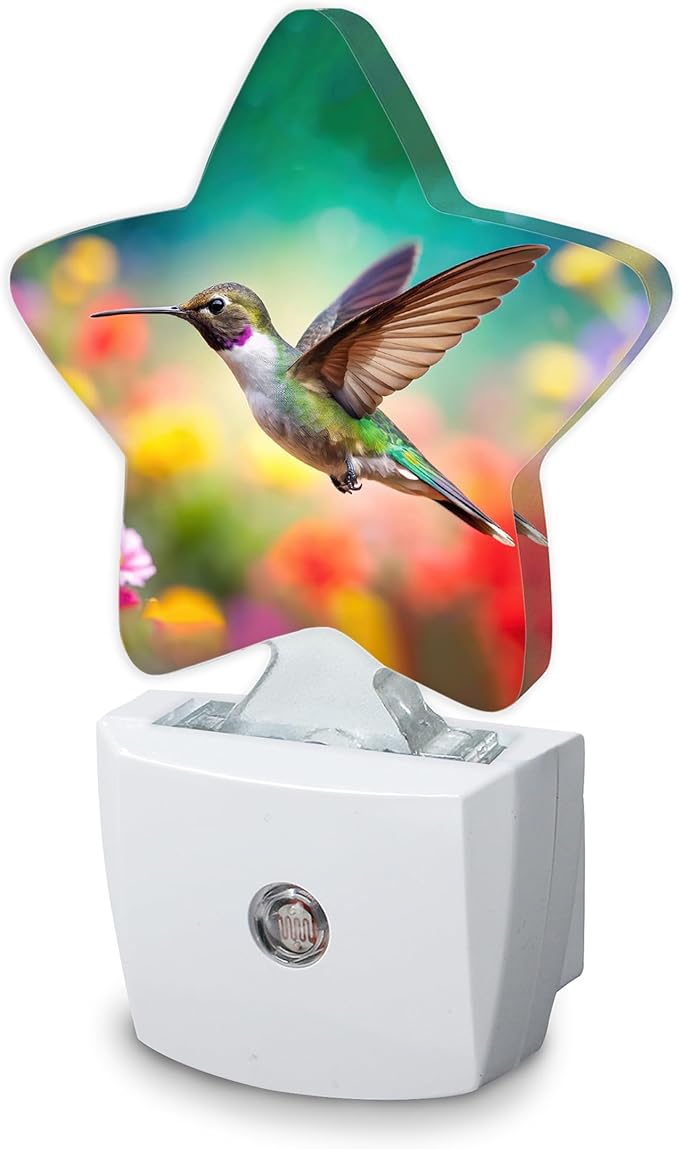 Hummingbird with Flower Night Light, Plug-in Wall Led Night Lights Decor by SKYDAWNY