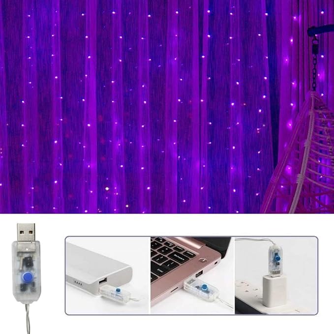 Curtain String Lights Halloween Decor, 300 LED Twinkle Lights - Image 3