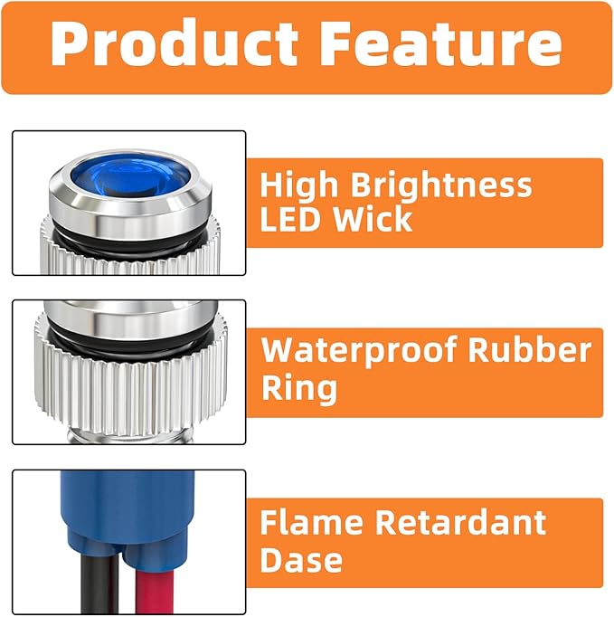 GASHER 5 PCS Energy Saving Indicator Light, LED Light 12V/24V/110V 20mA Panel - Image 4