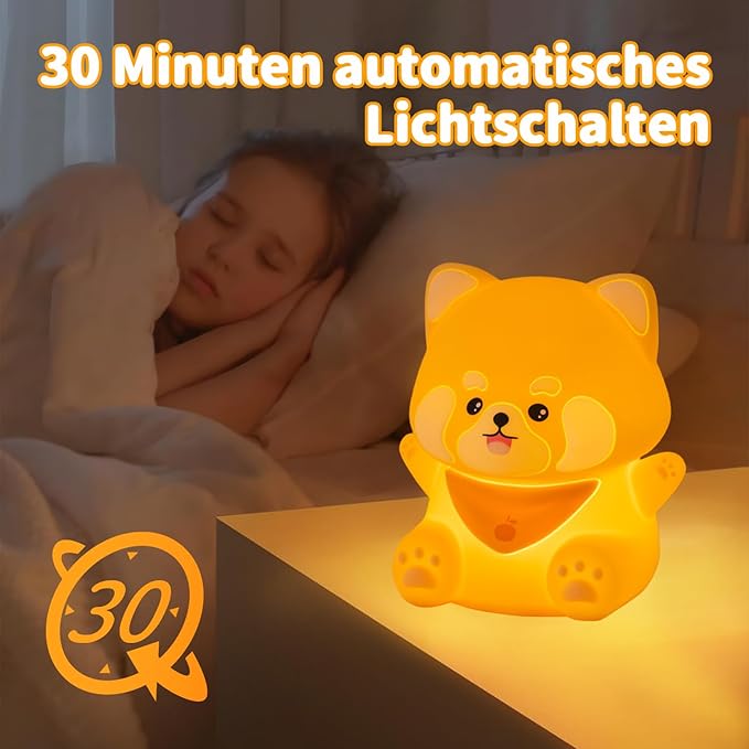 Red Panda Night Light, 50-Hour Battery & Pat Control, Squishy Silicone Lamp - Image 4