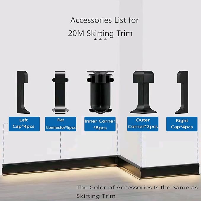 LED Aluminium Metal Baseboard Trim, Gentleman Gray Finish 8 Pack 1.97 Inch x - Image 2