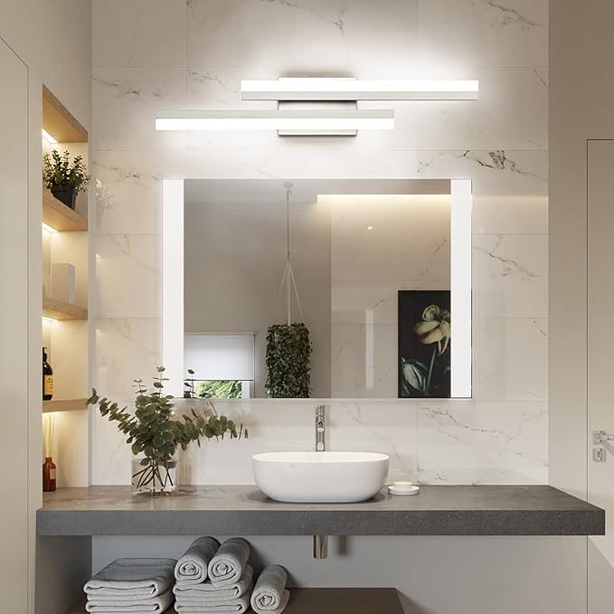 PRESDE 24 Inch LED Bathroom Vanity Light Bar, Modern Brushed Nickel Wall - Image 2