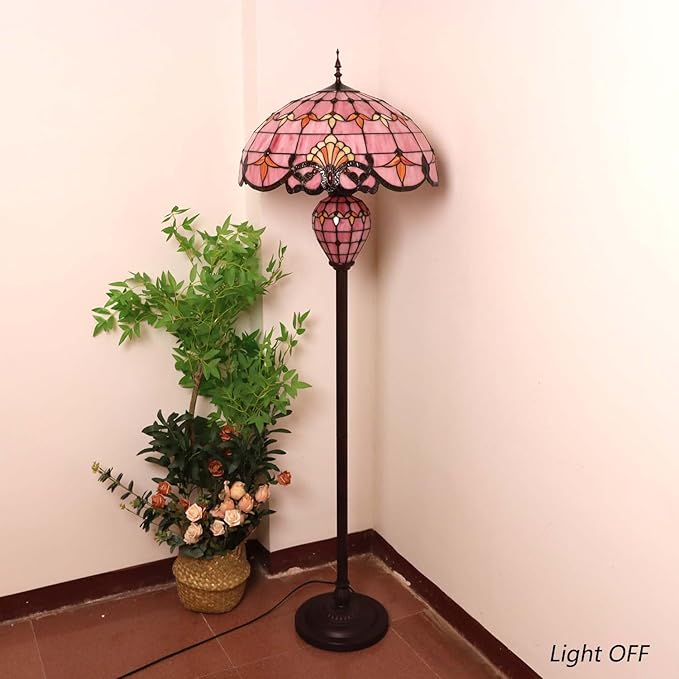 Bieye L10897 Baroque Tiffany Style Stained Glass Double Lit Floor Lamp - Image 4