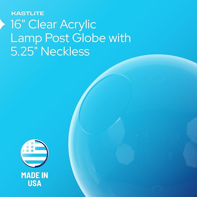 KastLite 16" Clear Acrylic Lamp Post Globe | Smooth Textured - Image 6