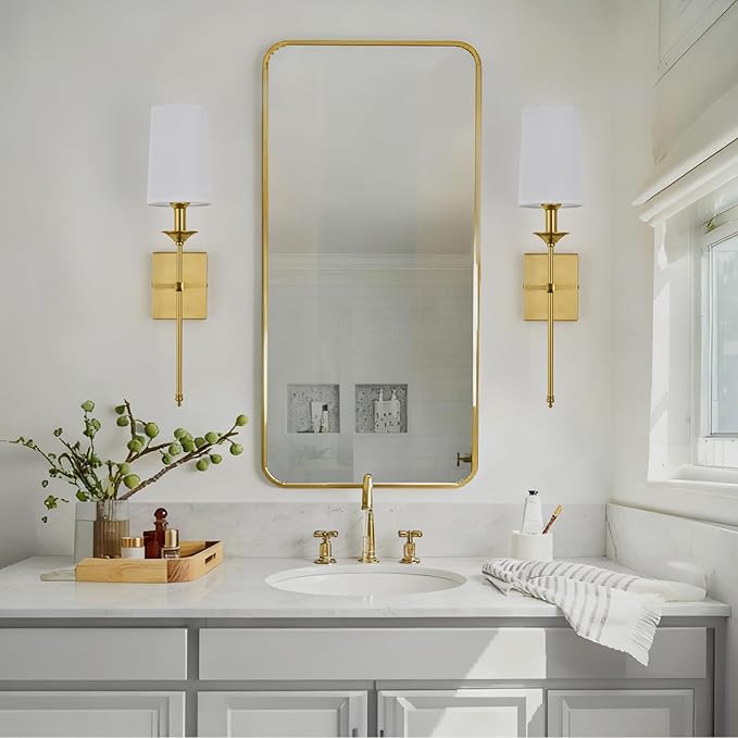 TERLEENART Gold Wall Sconce Set of 2, Hardwired Bathroom Vanity Light Fixture - Image 6