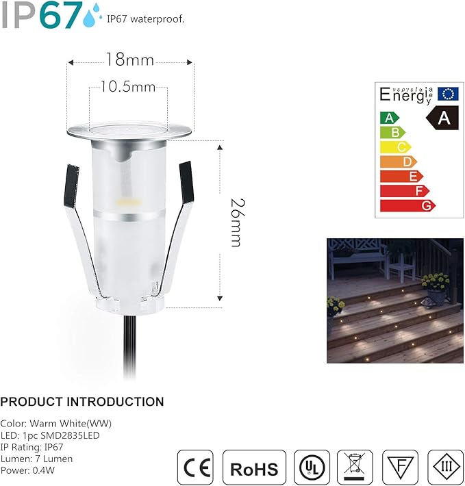 LED Deck Lights 0.7" Tiny Deck Driveway Light Dock Path Step Road Light Outdoor - Image 2