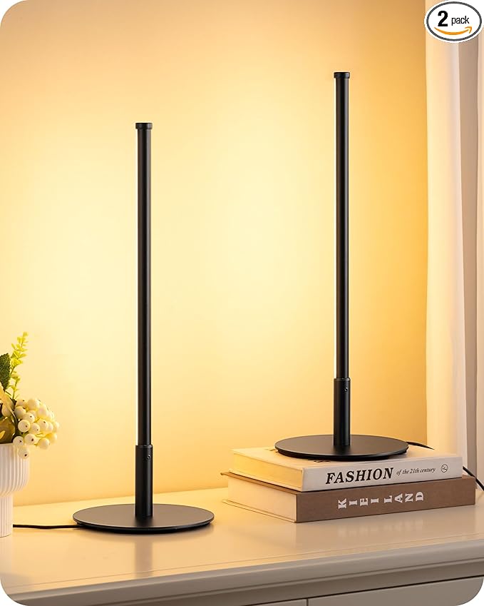 EDISHINE Upgraded LED Table Lamp Set of 2, Stepless Dimmable Bedside Lamps by EDISHINE