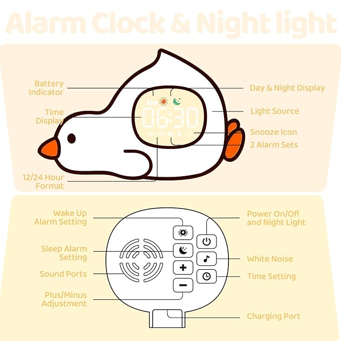 Laying Duck Alarm Clock with Night Light - Image 9
