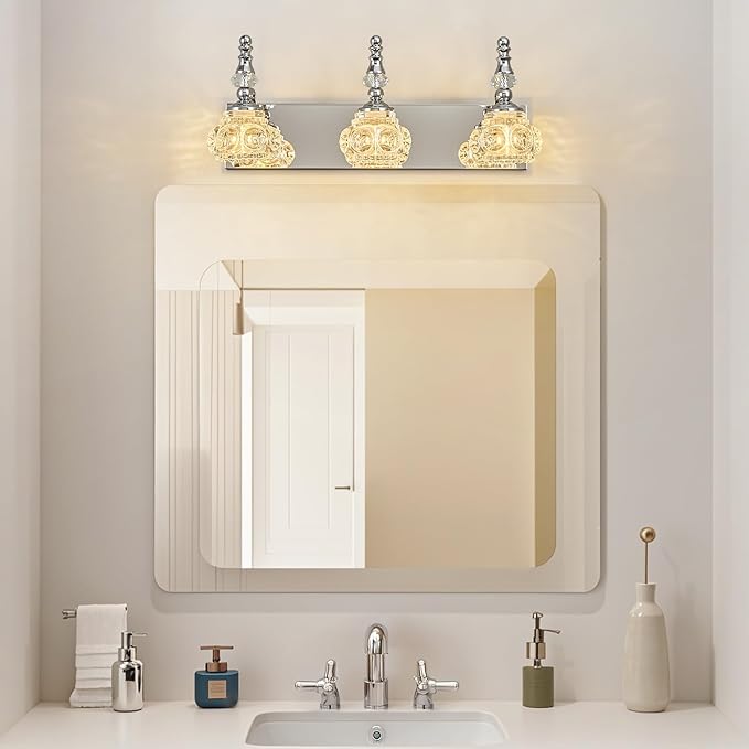 3-Light Vintage Bathroom Vanity Light Fixture Industrial Chrome - Image 9