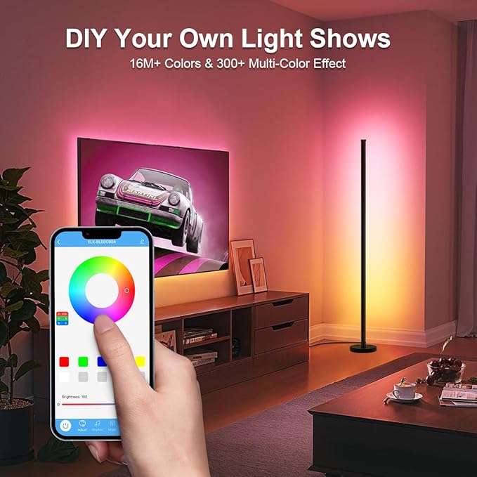 LED Floor Lamp, 63-Inch RGB Corner Light - Image 4