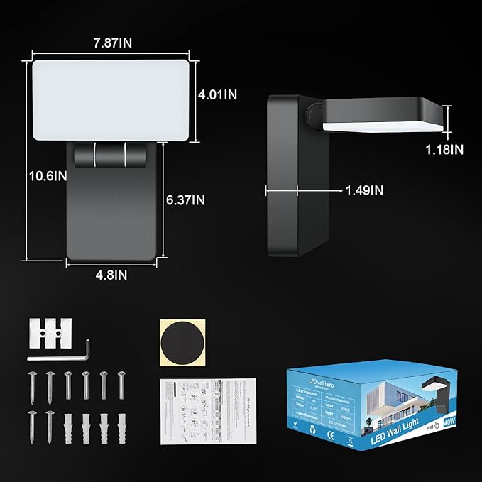 40W LED Wall Lights 3000LM Rotatable 360° Neighbor Friendly Porch Light 5000K - Image 2