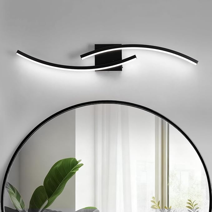 31.5 inch Modern Bathroom Vanity Light Black Lights Fixtures Dimmable 5CCT Led by HLILCEH-Lighting