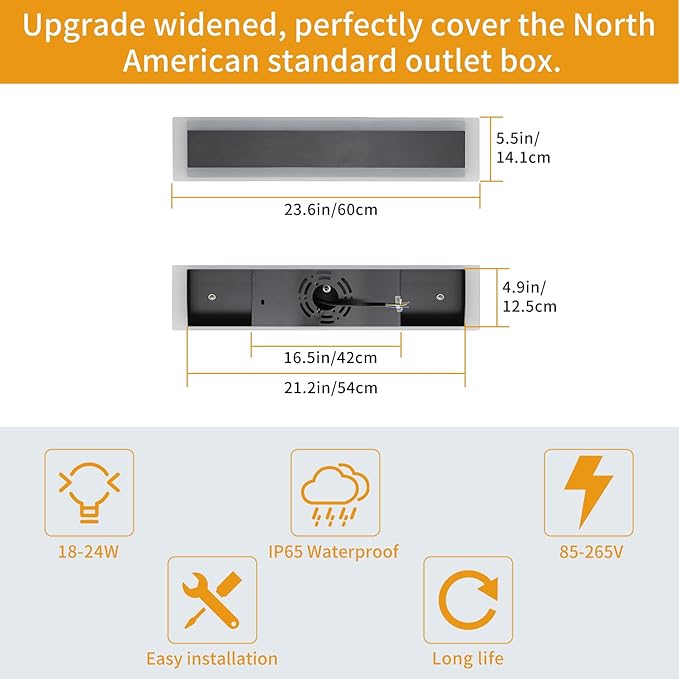 Upgrade Widened 2 Pack Modern Outdoor Wall Light Fixture, 23.6inch Long Linear - Image 3