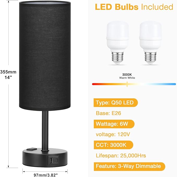 Black Touch Table Lamps Set - Image 4