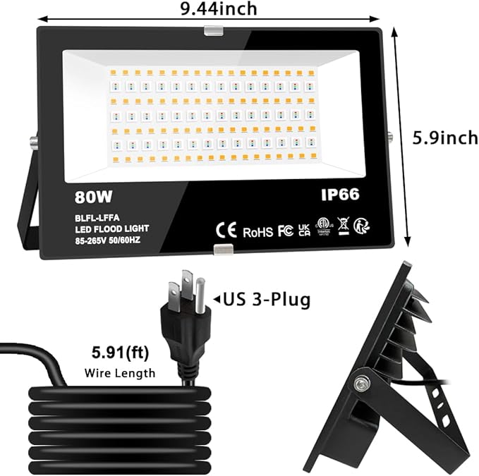 LED Flood Light Outdoor 800W Equivalent 8000LM Smart RGB Landscape Lighting - Image 8