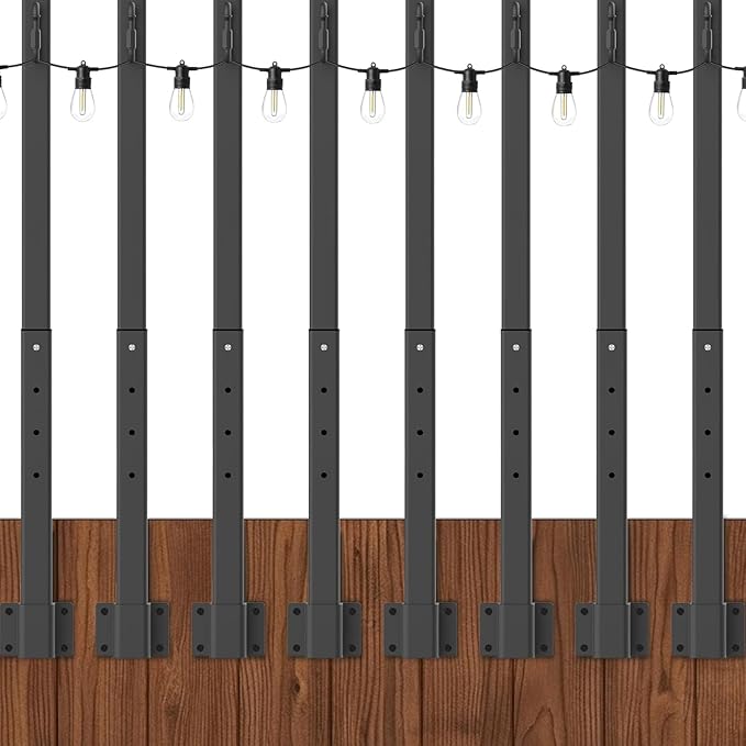 8 Pack String Light Poles, 2.8Ft Metal Poles by NUERPO