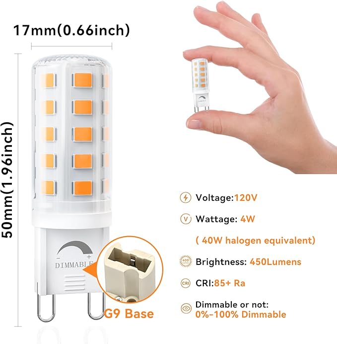 TJOY 24 Pack Dimmable G9 LED Bulb 4W Equivalent 40 Watt, 2700K Soft Warm White - Image 3