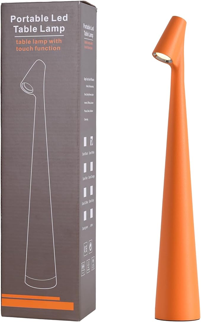 Cordless Small Table Lamps, 3 Levels Brightness Portable Desk Lamp, by Hebangya