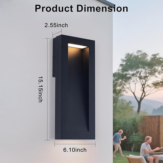 Modern Outdoor Wall Light with LED, Exterior Lighting Fixtures 2700K Integrated - Image 6