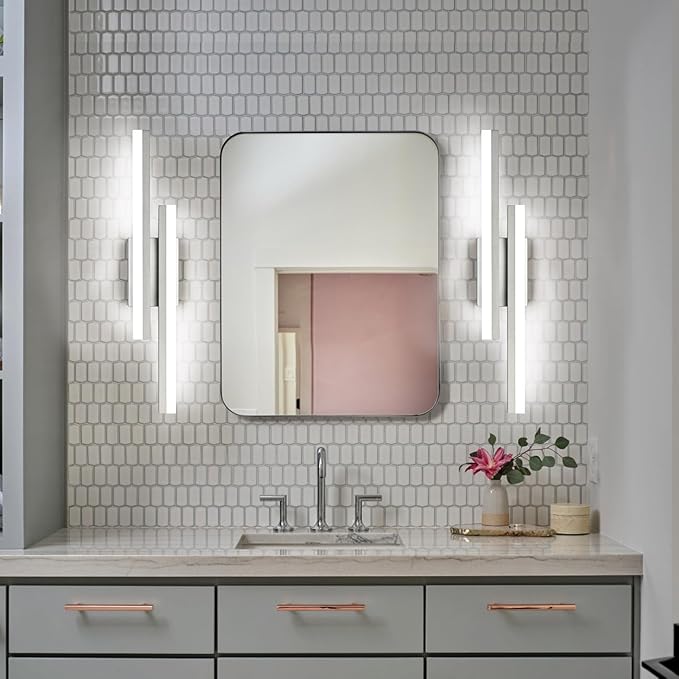 PRESDE 24 Inch LED Bathroom Vanity Light Bar, Modern Brushed Nickel Wall - Image 3