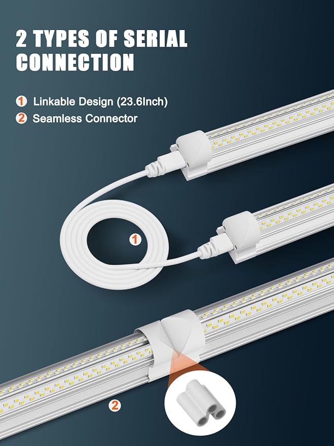 6 Pack 100w 8ft Led Shop Light, Super Bright 15000lm 5000k V Shape 8' Led Shop - Image 5