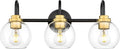 Bathroom Light Fixtures, 3-Light Black and Gold Vanity Lights by Audickic