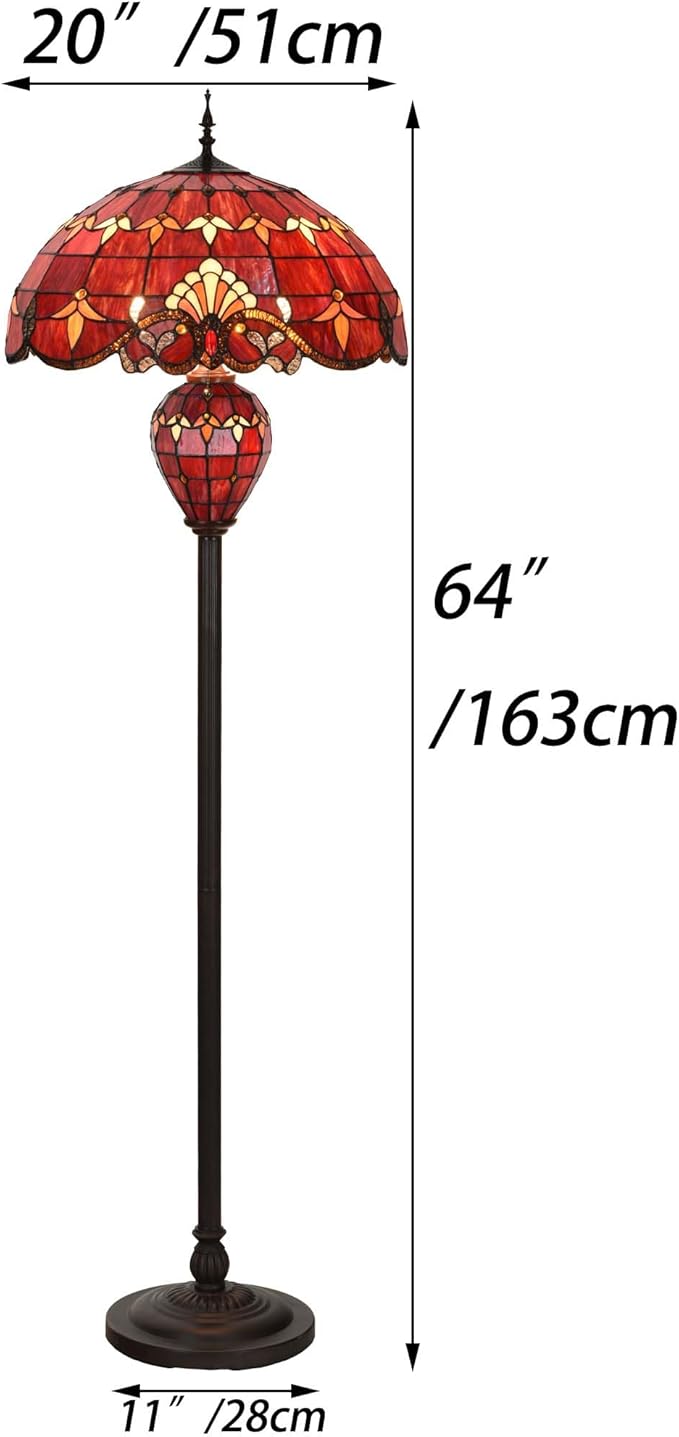 Bieye L10887 Baroque Tiffany Style Stained Glass Double Lit Floor Lamp - Image 6