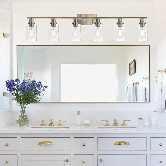 MELUCEE Modern Bathroom Vanity Light Fixtures 6-Light Brushed Nickel - Image 7