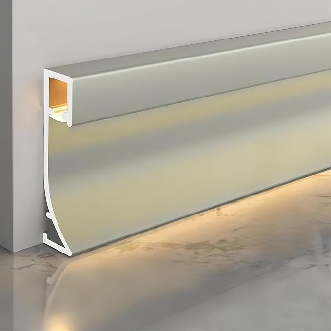 LED Aluminium Metal Baseboard Trim, Apricot Gray Finish 6 Pack 1.97 Inch x 8.2 by Bopaodao
