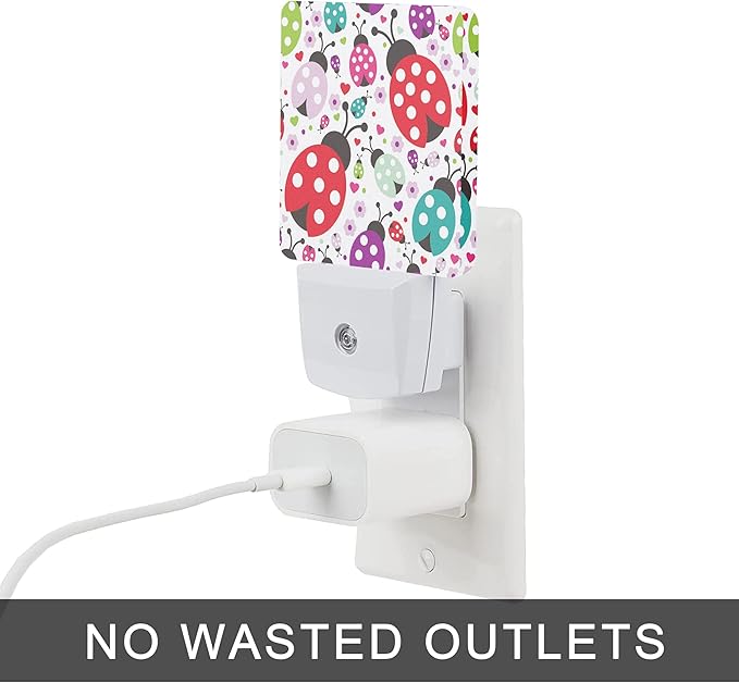 Ladybug Night Light, Cartoon Cute Ladybugs Plug in Night Lights Auto LED Lamp - Image 4