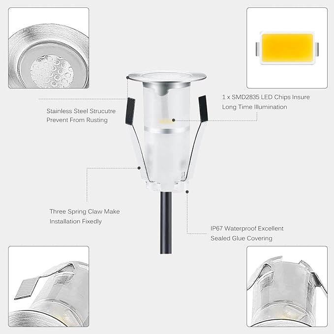 LED Deck Lights 0.7" Tiny Deck Driveway Light Dock Path Step Road Light Outdoor - Image 6